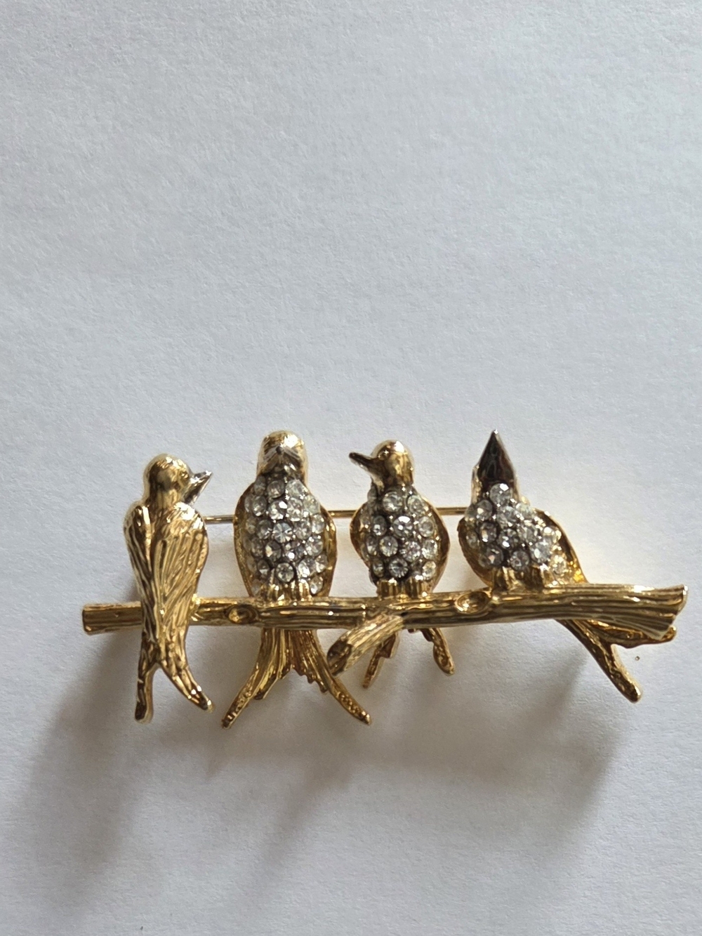 Joan Rivers Gold-Tone Bird Brooch with Clear Crystals